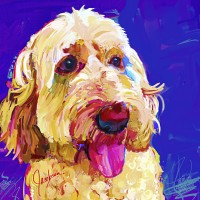 Dog Paintings - Golden Doodle